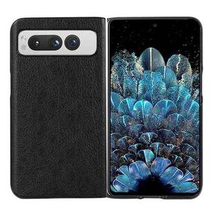 For Google Pixel Fold Two-color Litchi Texture PU Phone Case(Black)