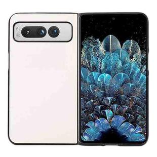 For Google Pixel Fold Two-color Litchi Texture PU Phone Case(White)