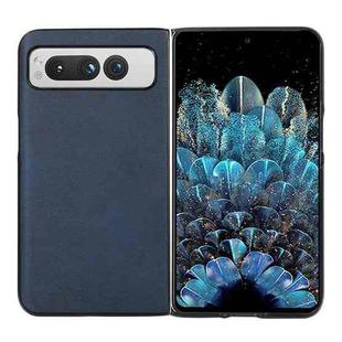 For Google Pixel Fold Two-color Calf Texture Shockproof Phone Case(Blue)