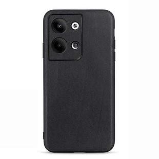 For OPPO Reno9 / Reno9 Pro Accurate Hole Lambskin Texture Genuine Leather Phone Case(Black)