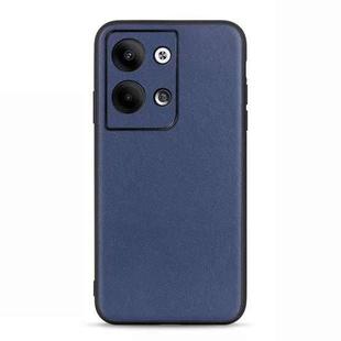 For OPPO Reno9 / Reno9 Pro Accurate Hole Lambskin Texture Genuine Leather Phone Case(Blue)