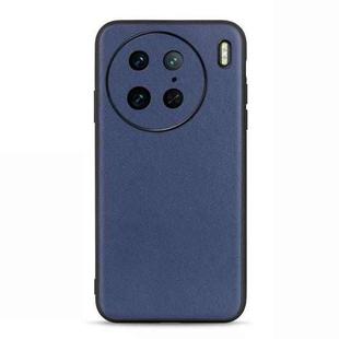 For vivo X90 Pro Accurate Hole Lambskin Texture Genuine Leather Phone Case(Blue)