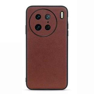 For vivo X90 Pro Accurate Hole Lambskin Texture Genuine Leather Phone Case(Brown)