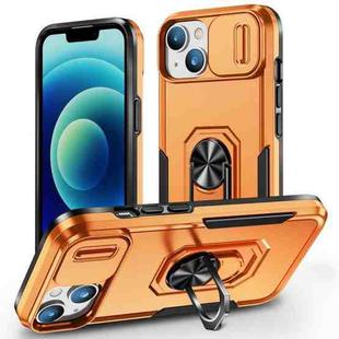 For iPhone 14 Plus Pioneer Armor Sliding Camshield Phone Case(Orange)
