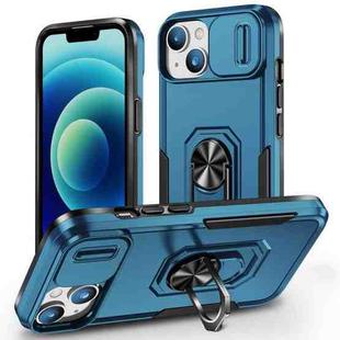 For iPhone 14 Plus Pioneer Armor Sliding Camshield Phone Case(Blue)