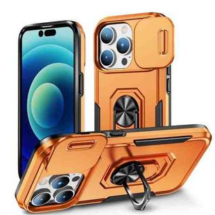 For iPhone 14 Pro Pioneer Armor Sliding Camshield Phone Case(Orange)