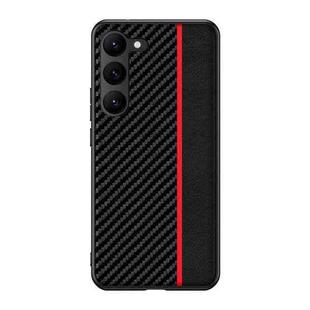 For Samsung Galaxy S23 5G Ultra-thin Carbon Fiber Texture Splicing Phone Case(Red)