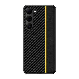 For Samsung Galaxy S23 5G Ultra-thin Carbon Fiber Texture Splicing Phone Case(Yellow)