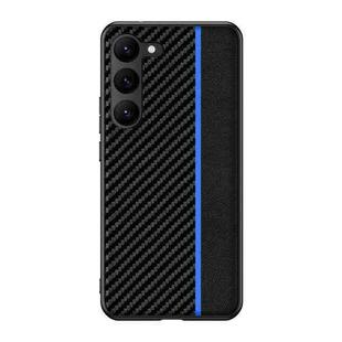 For Samsung Galaxy S23+ 5G Ultra-thin Carbon Fiber Texture Splicing Phone Case(Blue)