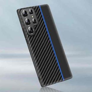 For Samsung Galaxy S23 Ultra 5G Ultra-thin Carbon Fiber Texture Splicing Phone Case(Blue)