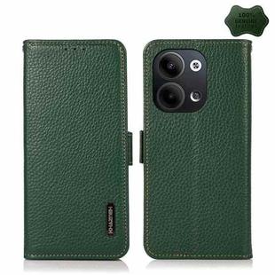 For OPPO Reno9 / Reno9 Pro KHAZNEH Side-Magnetic Litchi Genuine Leather RFID Phone Case(Green)