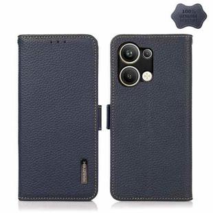 For OPPO Reno9 Pro+ KHAZNEH Side-Magnetic Litchi Genuine Leather RFID Phone Case(Blue)