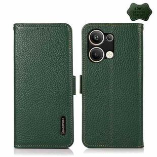 For OPPO Reno9 Pro+ KHAZNEH Side-Magnetic Litchi Genuine Leather RFID Phone Case(Green)