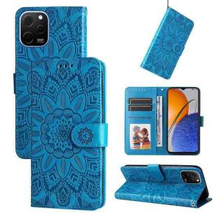 For Huawei nova Y61 Embossed Sunflower Leather Phone Case(Blue)