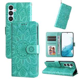 For Samsung Galaxy A34 5G Embossed Sunflower Leather Phone Case(Green)