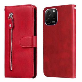 For Huawei nova Y61 Calf Texture Zipper Leather Phone Case(Red)