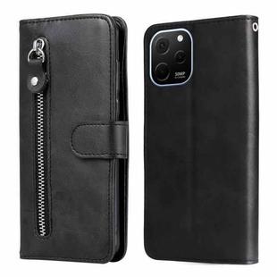For Huawei nova Y61 Calf Texture Zipper Leather Phone Case(Black)