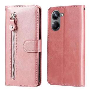 For Realme 10 4G Global Calf Texture Zipper Leather Phone Case(Rose Gold)