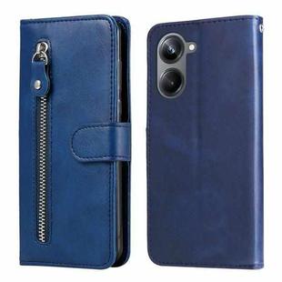 For Realme 10 4G Global Calf Texture Zipper Leather Phone Case(Blue)