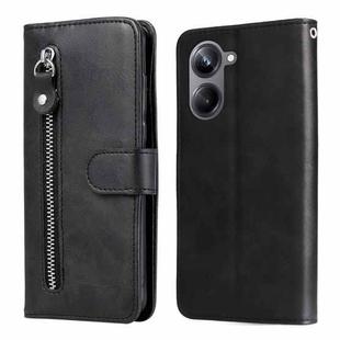 For Realme 10 Pro 5G Calf Texture Zipper Leather Phone Case(Black)