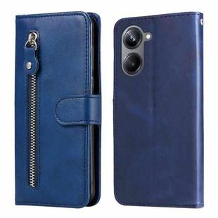 For Realme 10 Pro 5G Calf Texture Zipper Leather Phone Case(Blue)