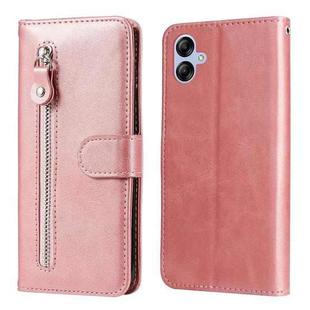 For Samsung Galaxy A04e Calf Texture Zipper Leather Phone Case(Rose Gold)