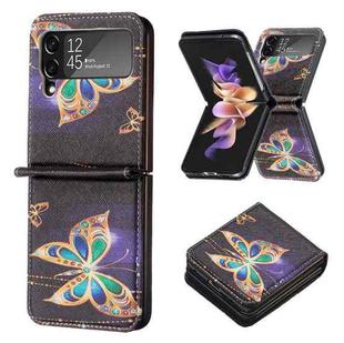 For Samsung Galaxy Z Flip3 5G Colored Drawing Invisible Magnetic Leather Phone Case(Big Butterfly)