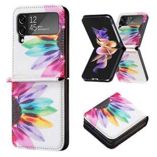 For Samsung Galaxy Z Flip4 Colored Drawing Invisible Magnetic Leather Phone Case(Sun Flower)