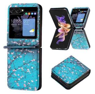 For Samsung Galaxy Z Flip5 Colored Drawing Leather Phone Case(Plum Blossom)