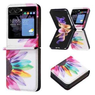 For Samsung Galaxy Z Flip5 Colored Drawing Leather Phone Case(Sun Flower)