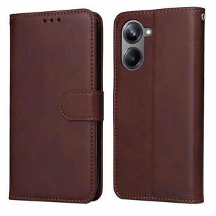 For Realme 10 4G Global Classic Calf Texture Flip Leather Phone Case(Brown)