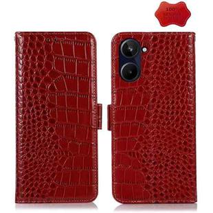 For Realme 10 Pro Crocodile Top Layer Cowhide Leather Phone Case(Red)