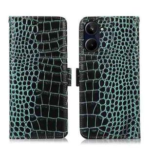 For Realme 10 Crocodile Top Layer Cowhide Leather Phone Case(Green)