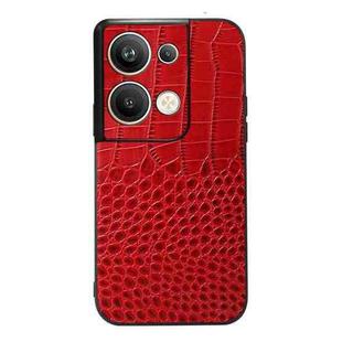 For OPPO Reno9 Pro+ Crocodile Top Layer Cowhide Leather Phone Case(Red)