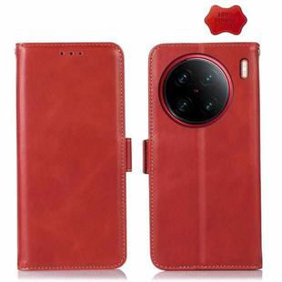 For vivo X90 Pro+ Crazy Horse Top Layer Cowhide Leather Phone Case(Red)