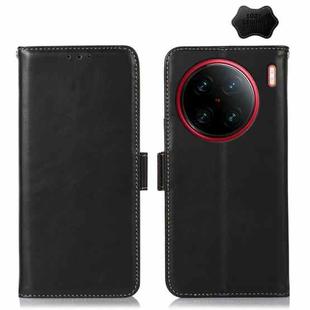 For vivo X90 Pro+ Crazy Horse Top Layer Cowhide Leather Phone Case(Black)