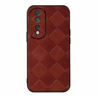 For Honor 80 Pro Weave Plaid PU Phone Case(Brown)