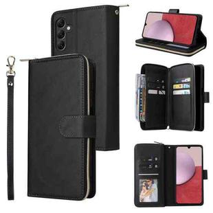 For Samsung Galaxy A14 5G 9 Card Slots Zipper Wallet Bag Leather Phone Case(Black)