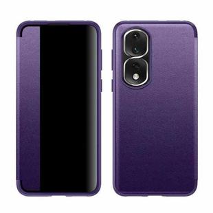 For Honor 80 Pro Leather + TPU Frame Shockproof Phone Case(Purple)