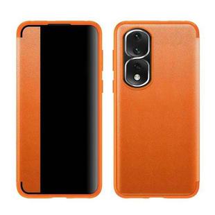 For Honor 80 Pro Leather + TPU Frame Shockproof Phone Case(Orange)