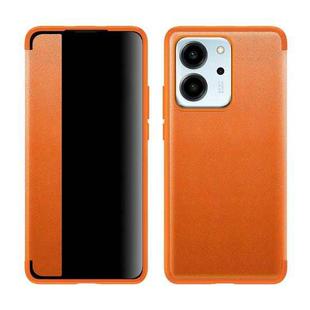 For Honor 80 SE Leather + TPU Frame Shockproof Phone Case(Orange)