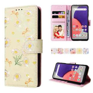 For Samsung Galaxy A22e 5G Bronzing Painting RFID Leather Phone Case(Yellow Daisy)