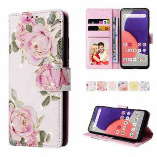 For Samsung Galaxy A22e 5G Bronzing Painting RFID Leather Phone Case(Rose Flower)