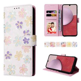 For Samsung Galaxy A14 5G Bronzing Painting RFID Leather Phone Case(Bloosoming Flower)