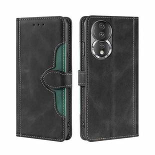 For Honor 80 Skin Feel Magnetic Buckle Leather Phone Case(Black)