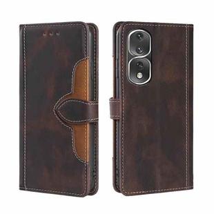 For Honor 80 Pro Skin Feel Magnetic Buckle Leather Phone Case(Brown)