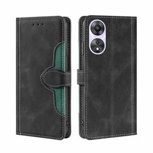 For OPPO A58 5G Skin Feel Magnetic Buckle Leather Phone Case(Black)