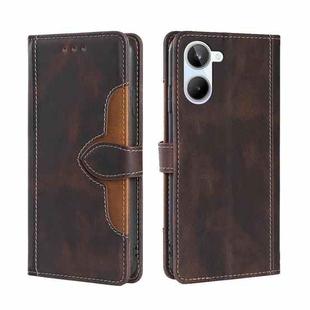 For Realme 10 4G Skin Feel Magnetic Buckle Leather Phone Case(Brown)