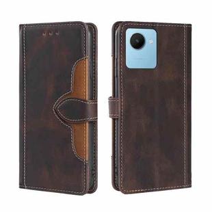 For Realme C30s Skin Feel Magnetic Buckle Leather Phone Case(Brown)