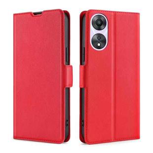 For OPPO A58 5G Ultra-thin Voltage Side Buckle Horizontal Flip Leather Phone Case(Red)